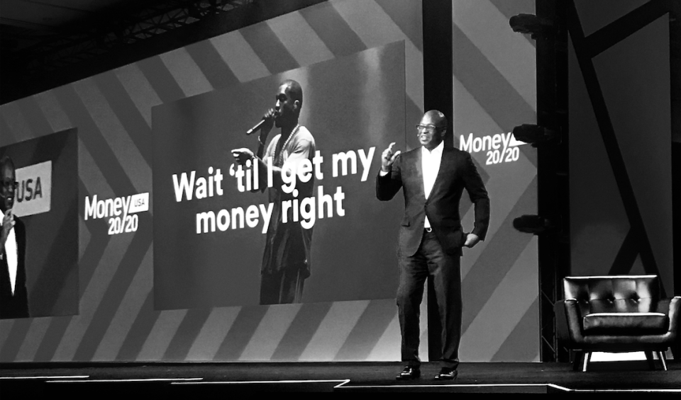 Frank Cooper III, the chief marketing officer of BlackRock, the $6.31 trillion investing giant, quotes Kanye West at Money 20/20 in Las Vegas. (Photo Credit: Alec Coughlin)