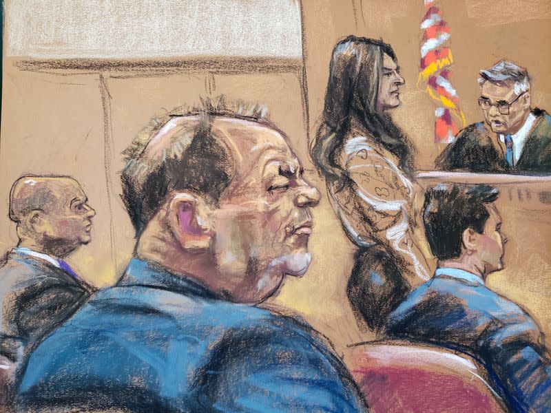 Film producer Harvey Weinstein sits during his sexual assault trial in the Manhattan borough of New York City