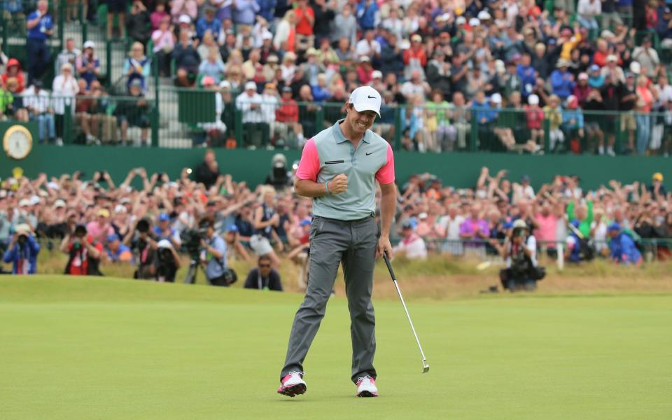 Rory McIlroy of Northern Ireland celebrates his two-stroke victory - The Open Championship 2023: Dates, schedule and how to watch on TV