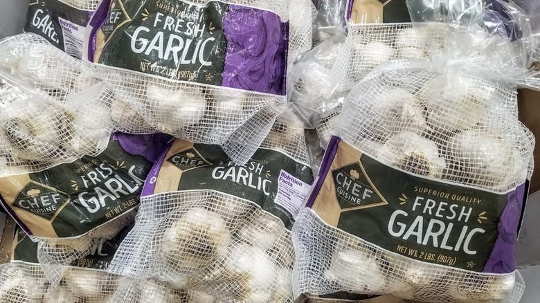 Bags of whole garlic