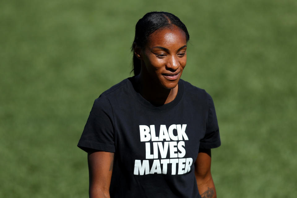 Crystal Dunn said on a recent panel that she didn't know if she would have played soccer if she remained in the city instead of the New York suburbs. (Maddie Meyer/Getty Images)