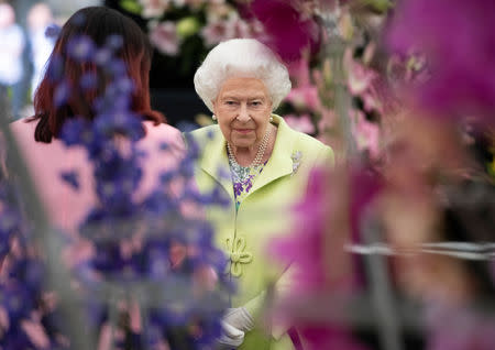 Britain's Queen Elizabeth II visits the Chelsea Flower Show in London, Britain May 20, 2019. Geoff Pugh/Pool via REUTERS