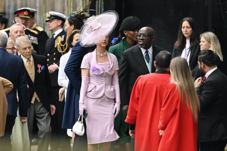 singer katy perry on her way into westminster abbey for king charles iii's coronation