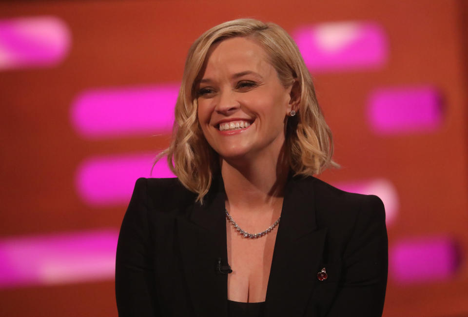 Reese Witherspoon during the filming for the Graham Norton Show. (Photo by Isabel Infantes/PA Images via Getty Images)