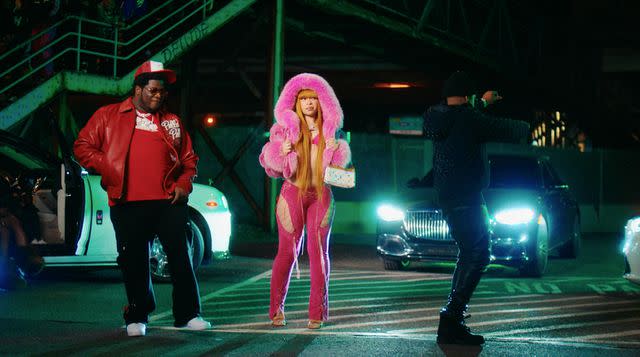 <p>Video Director: KZA, Credit: Cash Cobain/YouTube</p> Ice Spice, Cash Cobain and Bay Swag appear in the music video for "Fisherrr"