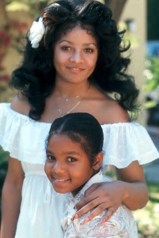 <p>Michael Ochs Archives/Getty</p> Janet Jackson with big sister LaToya in 1977