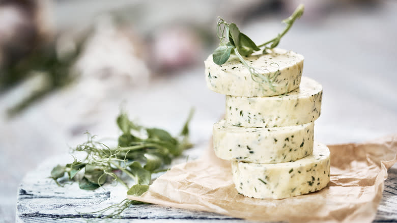 Stack of herb butter 