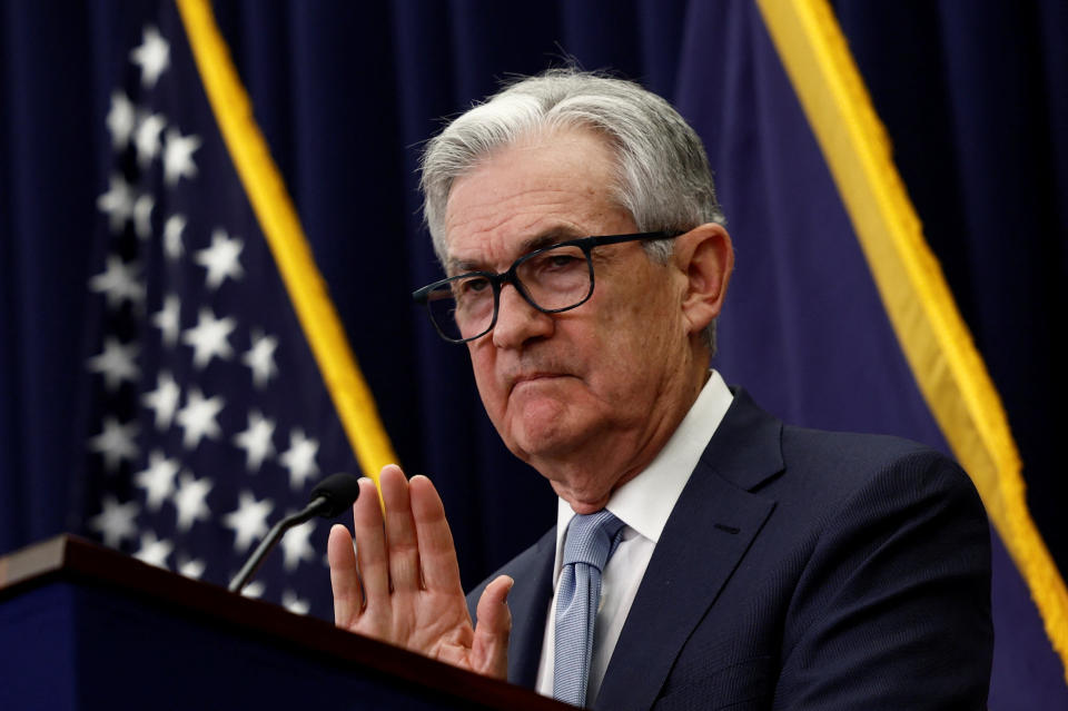 Federal Reserve Board Chairman Jerome Powell holds a news conference following the announcement that the Federal Reserve raised interest rates by half a percentage point, at the Federal Reserve Building in Washington, U.S., December 14, 2022. REUTERS/Evelyn Hockstein