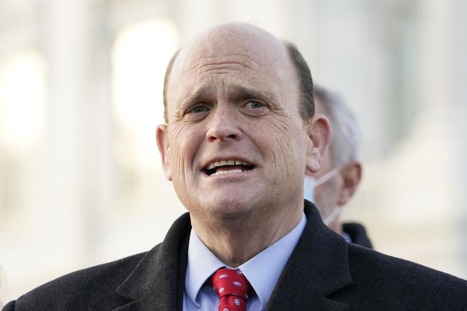 In this Monday, Dec. 21, 2020, file photo, U.S. Rep. Tom Reed, R-N.Y., speaks to the media on Capitol Hill in Washington. In a speech on the floor of the U.S. House on Tuesday, May 10, 2022, he announced that he was resigning. / Credit: Jacquelyn Martin / AP