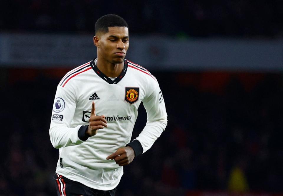 Marcus Rashford celebrates scoring against Nottingham Forest (Action Images via Reuters)