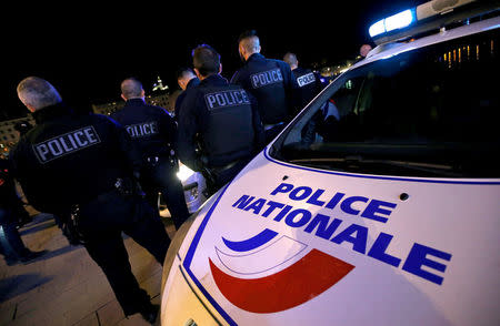 Police officers gather during an unauthorised protest against anti-police violence at the old harbour in Marseille, France, October 20, 2016. REUTERS/Jean-Paul Pelissier