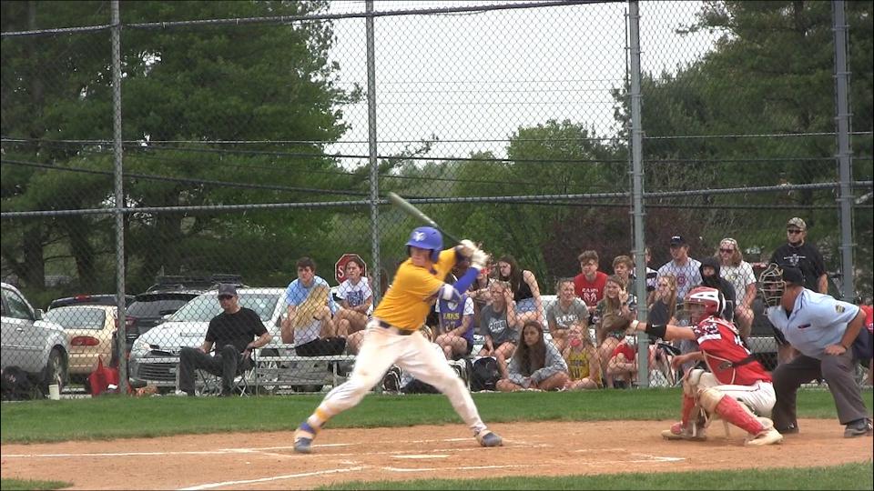 Kennard-Dale sophomore Koy Swanson takes a swing in a game against Susquehannock on April 28, 2021. Susquehannock won, 4-1.