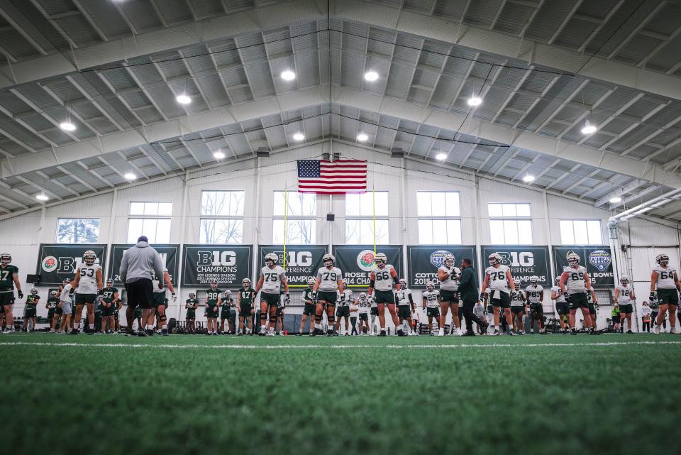 Michigan State football will wrap up its 15th and final practice of the spring with a public "Spartan Showcase" hybrid practice and scrimmage on Saturday, April 20, 2024, at Spartan Stadium in East Lansing.