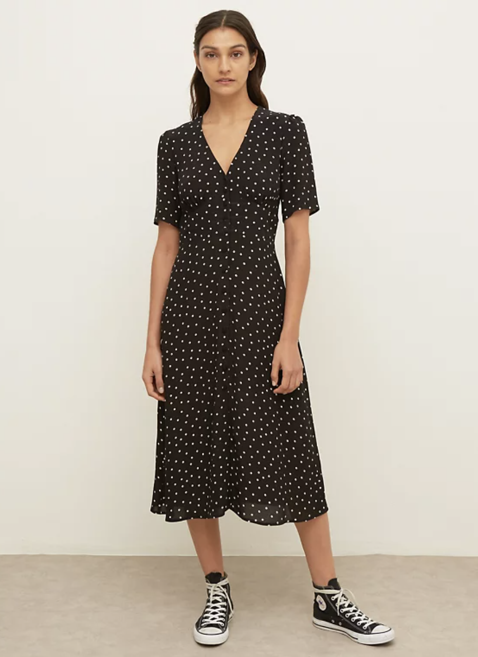 Polka Dot V-Neck Midi Dress (Nobody's Child/M&S)