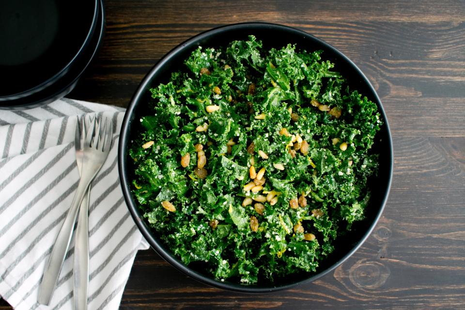 A bowl of kale salad