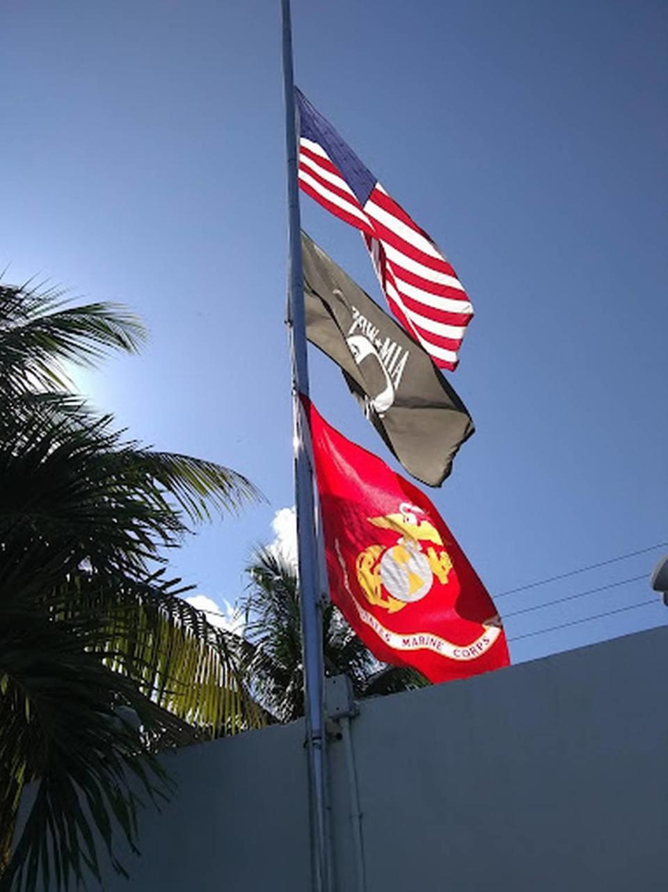 Flags fly in front of the American Legion Gulfstream Post 310 in Hallandale Beach. The small facility for veterans remained open only after the city provided a community grant to rebuild a wheelchair ramp with a slope compliant with the Americans with Disabilities Act.