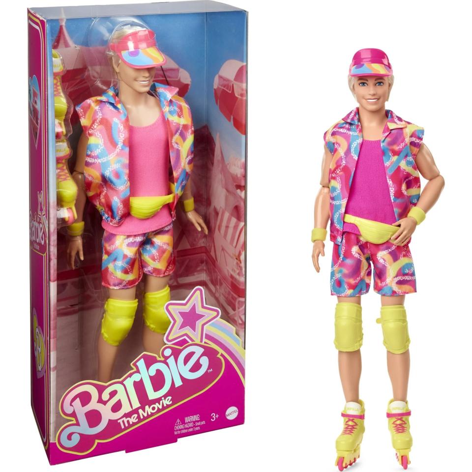 ken doll in '80s inline skating outfit