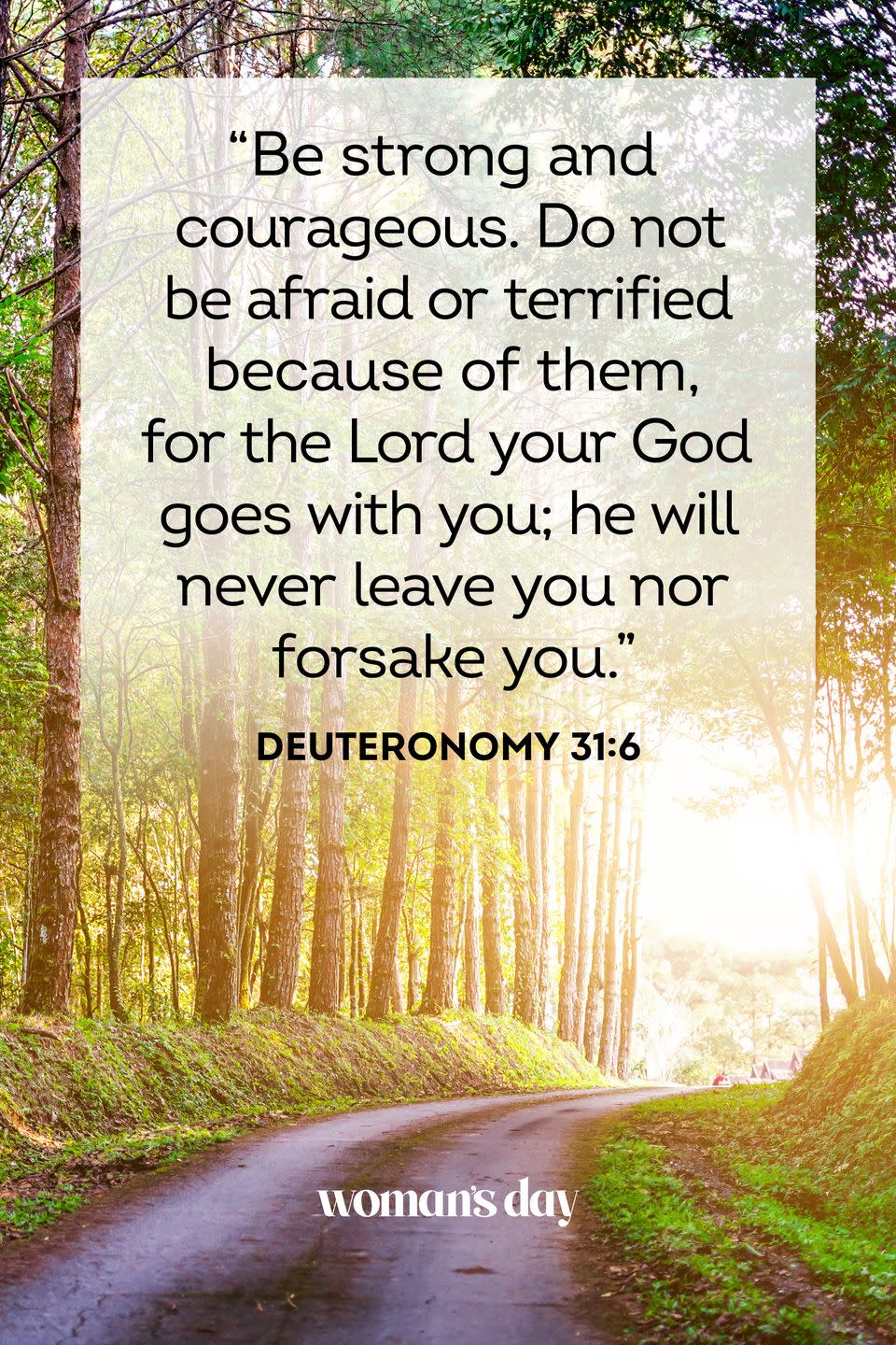 <p>“Be strong and courageous. Do not be afraid or terrified because of them, for the Lord your God goes with you; he will never leave you nor forsake you.” </p><p><strong>The Good News: </strong>Wherever you go, God is there, so there is no reason to be afraid.</p>