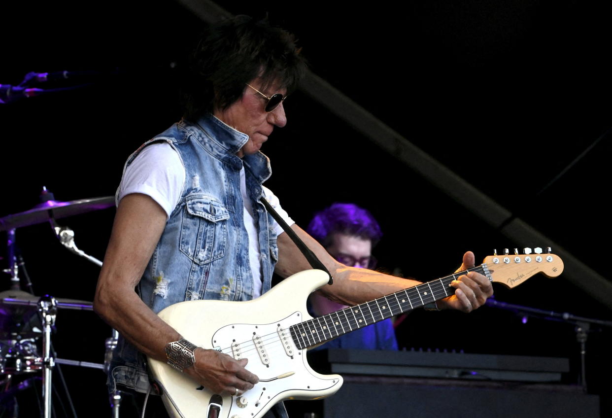 Jeff Beck performs at Helsinki Blues Festival on June 19, 2022. (Photo: Lehtikuva/Jussi Nukari via Reuters)     