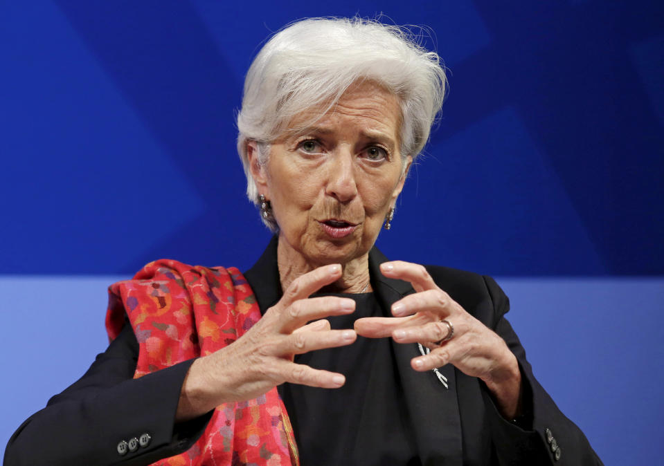 <b>6. Christine Lagarde</b> <br><span>Position: Managing Director of the I<span>nternational Monetary Fund </span></span><br><br><br>speaks at a refugee crisis panel in advance of the IMF/World Bank spring meetings in Washington April 13, 2016. REUTERS/Yuri Gripas/File Photo