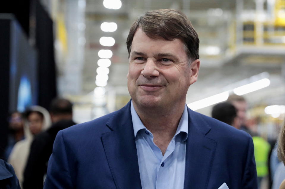 Ford CEO Jim Farley attends the official launch of the all-new Ford F-150 Lightning electric pickup truck at the Ford Rouge Electric Vehicle Center in Dearborn, Michigan, U.S. April 26, 2022. REUTERS/Rebecca Cook