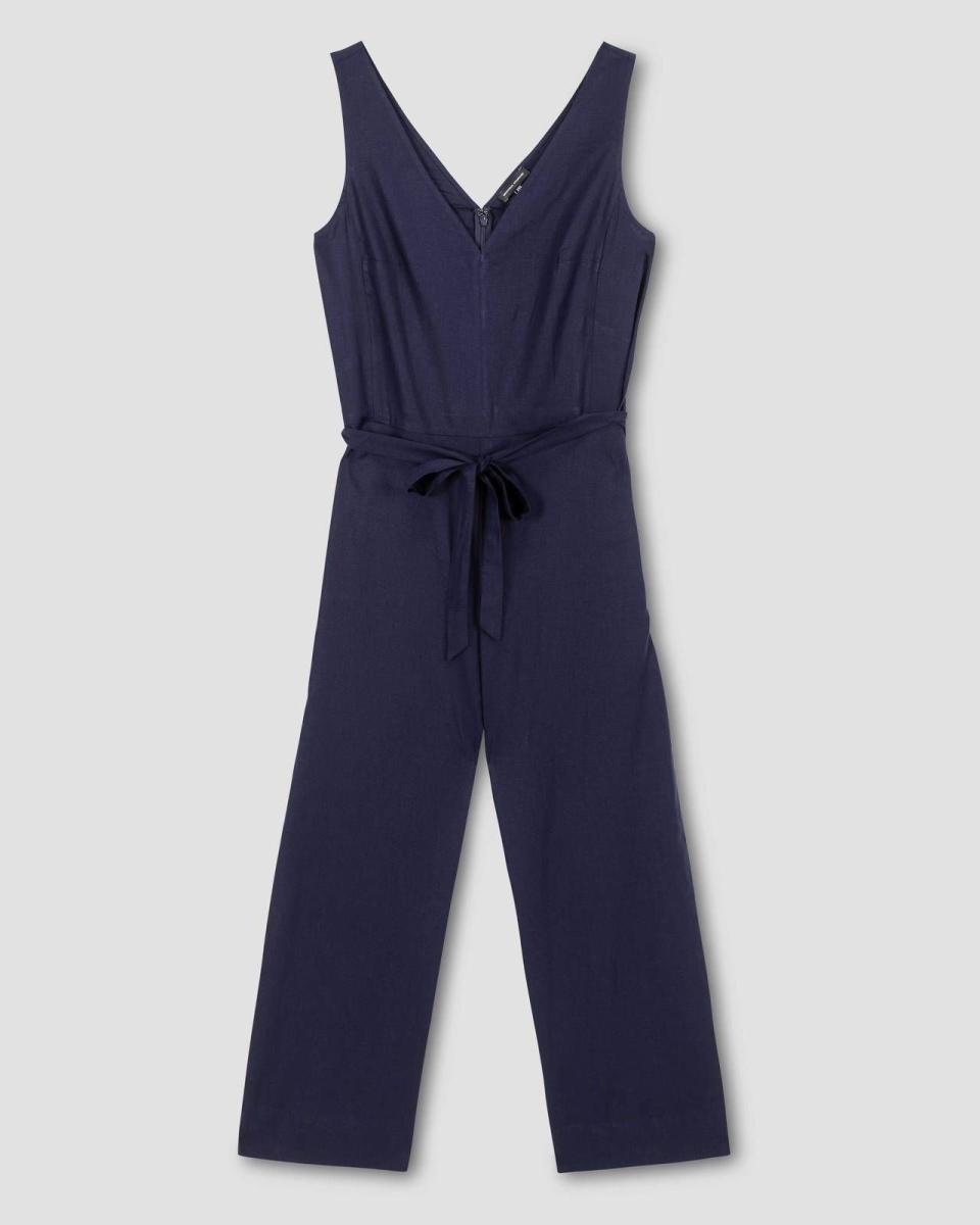 3) Luna Linen Sleeveless Jumpsuit