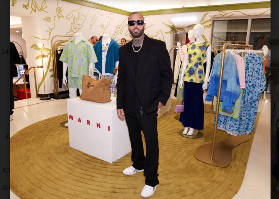 Nicky Jam attends and shops the MARNI X CURIO Pop-Up at CURIO at Faena Bazaar in Miami Beach during Art Basel. (Photo Credit: Matteo Prandoni/BFA.com)