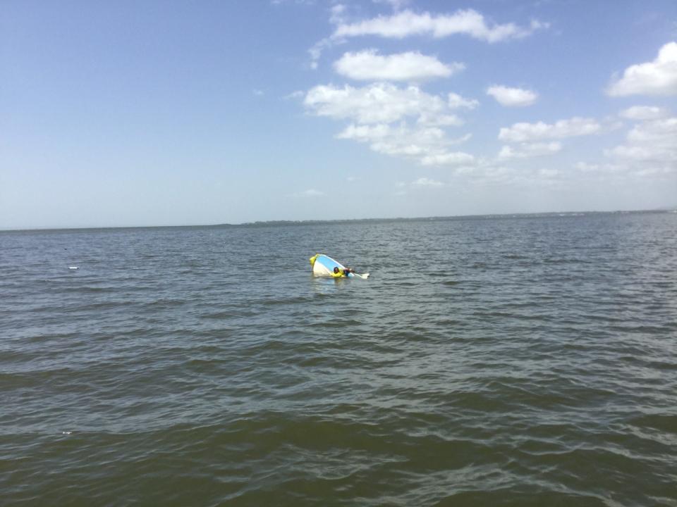 The skipper was treading water for over 15 hours until he was rescued. Source: Queensland Police