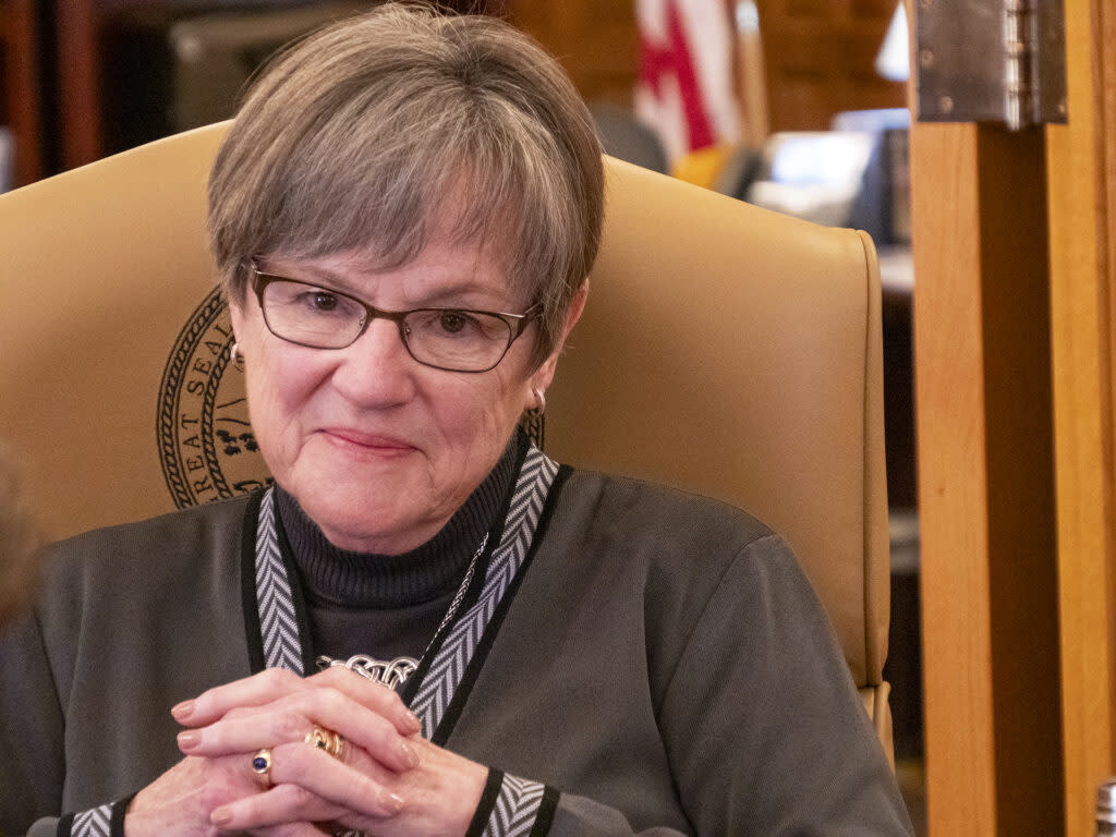 Gov. Laura Kelly answers questions during a Dec. 19, 2023, interview.
