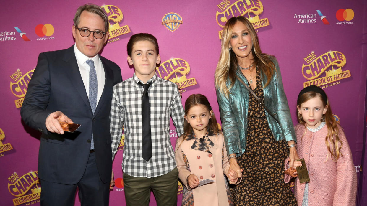 Mandatory Credit: Photo by Invision/AP/Shutterstock (9242159ar)Matthew Broderick, from left, James Wilkie Broderick, Tabitha Broderick, Sarah Jessica Parker and Marion Broderick attend Roald Dahl's "Charlie and the Chocolate Factory" Broadway opening night at the Lunt-Fontanne Theater on Sunday April, 23, 2017, in New York"Charlie and the Chocolate Factory" Broadway Opening Night, New York, USA - 23 Apr 2017.