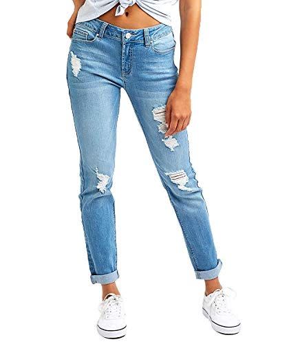 1) Distressed Stretchy Boyfriend Jeans