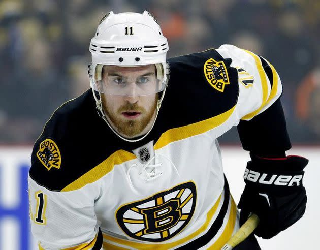 In this Jan. 13, 2016, file photo, Boston Bruins' Jimmy Hayes looks on during an NHL hockey game against the Philadelphia Flyers in Philadelphia. Hayes, who won a hockey national championship at Boston College and went on to play seven seasons with four teams in the NHL, has died. He was 31. The cause of death was not immediately available, according to the Boston Globe. (Photo: AP Photo/Tom Mihalek, File)