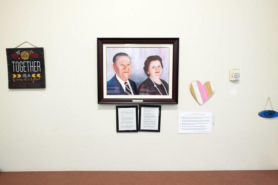 Portrait of Haig and Isabel Berberian at the Salvation Army Berberian Center on Ninth and D streets in Modesto, Calif., Thursday, Nov. 16, 2023.