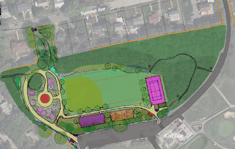 Conceptual plan for proposed improvements to Forbes Hill Park in Quincy.