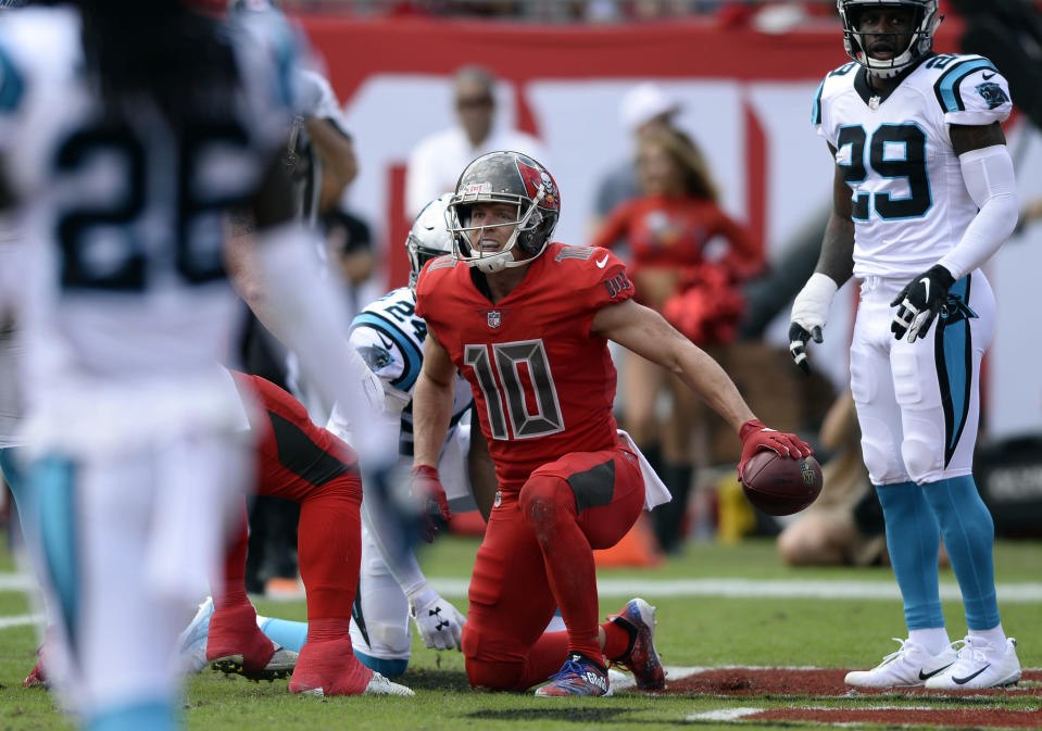 Former Tampa Bay Buccaneers wide receiver Adam Humphries (10) has agreed to join the Tennessee Titans. (AP)