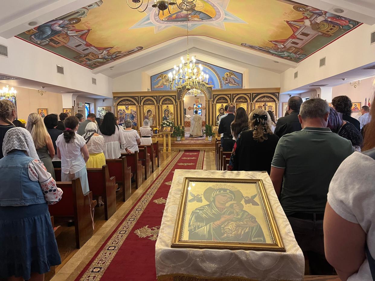 Congregants filtered through the stained glass doors of Saints Constantine and Helen Romanian Orthodox Church on Sunday to pray and mourn Cristina Irimie, the 53-year-old math teacher who was gunned down at Apalachee High School in Winder, Ga.