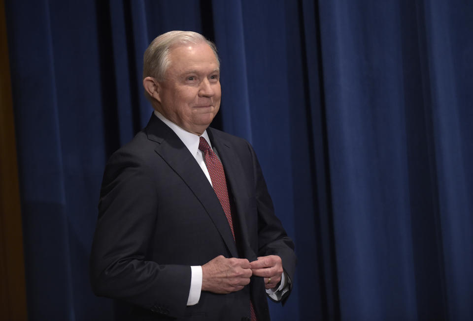 Attorney General Jeff Sessions makes a statement at the Justice Department in Washington Sept. 5, on President Barack Obama’s Deferred Action for Childhood Arrivals, or DACA, program. (Photo: Susan Walsh/AP)