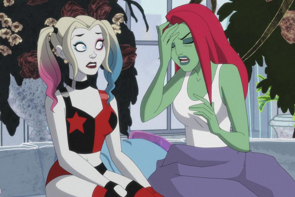 Harley (Kaley Cuoco) and girlfriend Poison Ivy (Lake Bell) in 'Harley Quinn' season 3