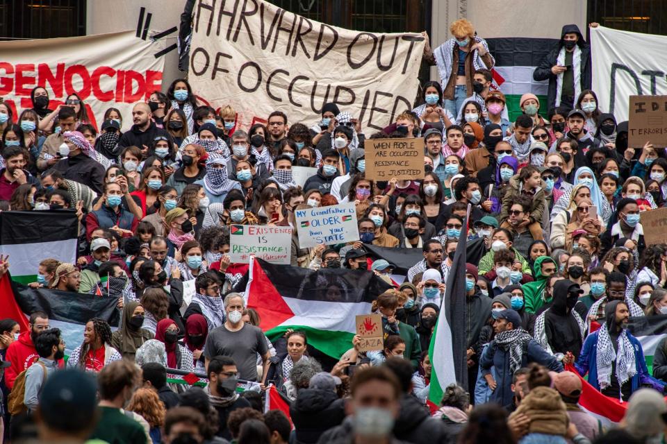 A collection of student groups said in a statement that they "hold the Israeli regime entirely responsible for all unfolding violence." - Copyright: Joseph Prezioso/AFP via Getty Images