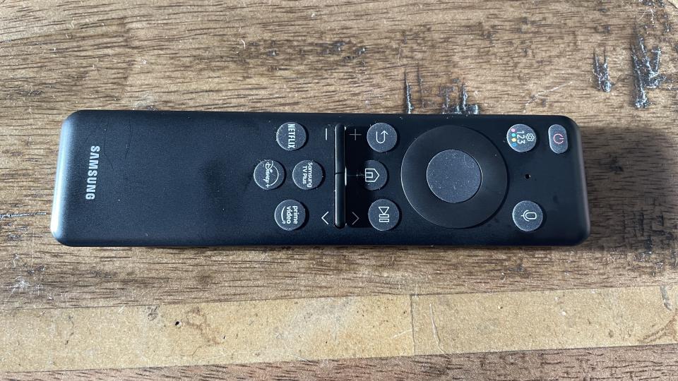 Samsung Q80C remote control on table