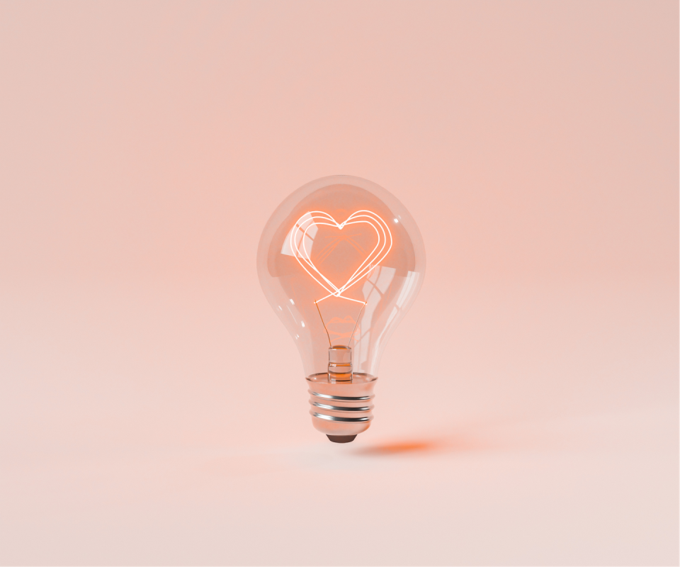 heart in a light bulb