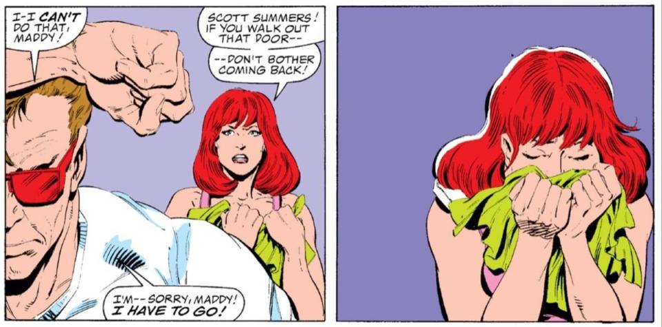 Scott Summers leave his wife Maddie to find out if his old girlfeiend Jean Grey is really alive in X-Factor #1.