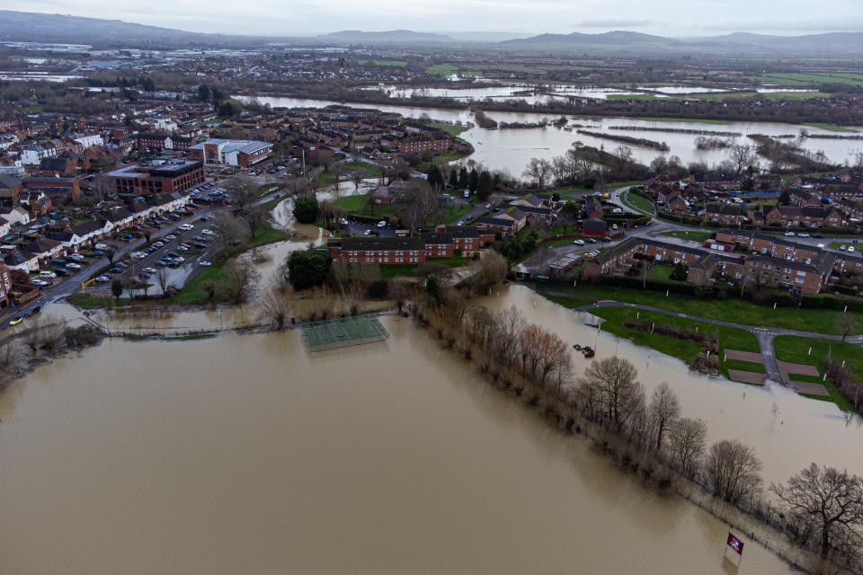 Tewkesbury underwater from Storm Gerrit’s heavy rainfall (PA)