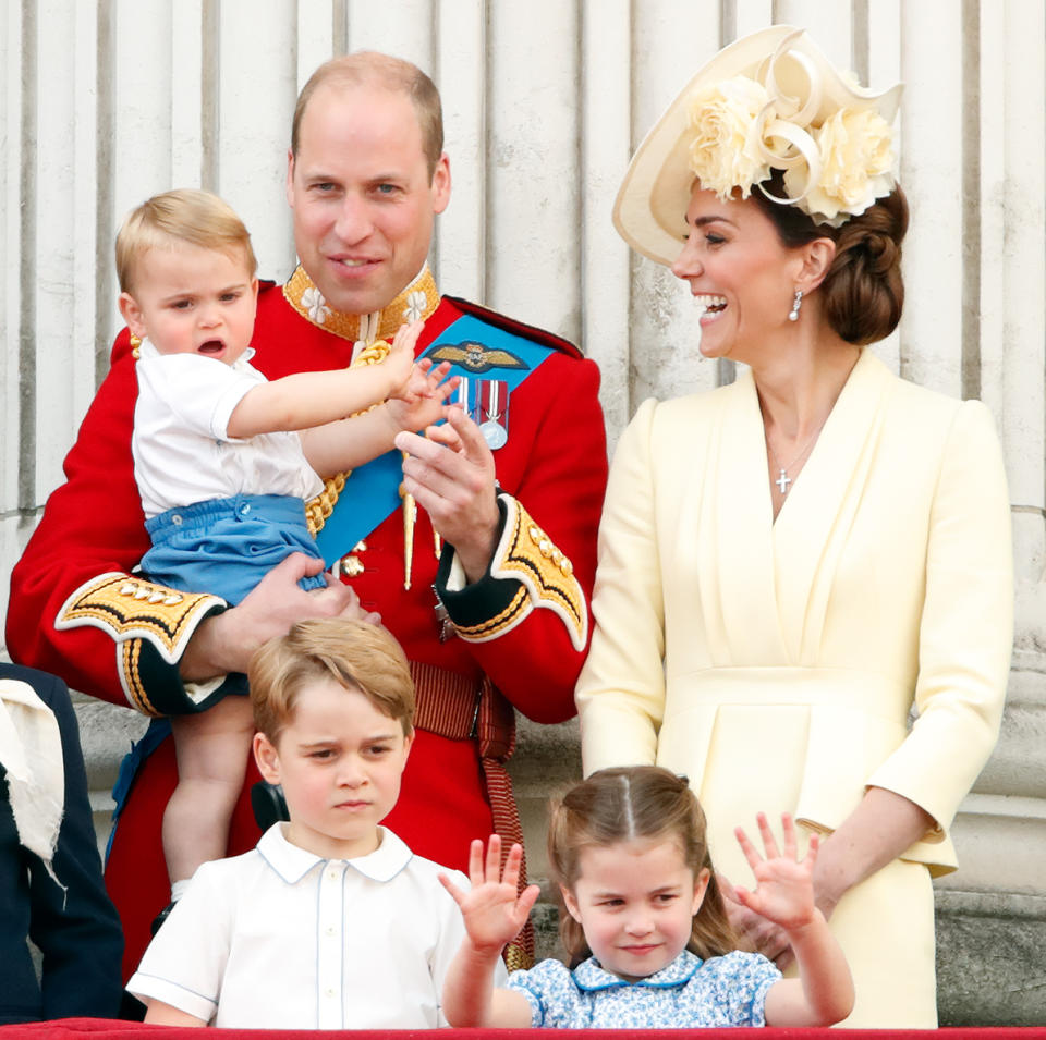 Prince William Kate Middleton Prince George and Princess Charlotte at royal event. 