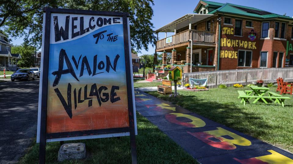 Avalon Village in Highland Park, Mich. converts vacant and blighted land into valuable urban resources which provide basic life elements, photographed on Thursday, Aug. 31, 2023. A community garden run by Avalon Village in an empty lot is at risk. Premier Michigan Properties LLC with a mailing address of La Jolla, Calif., owns the blighted home next to the garden and wants to buy the lot. So does Avalon Village. Now, neighbors are fiercely pushing back against the company.