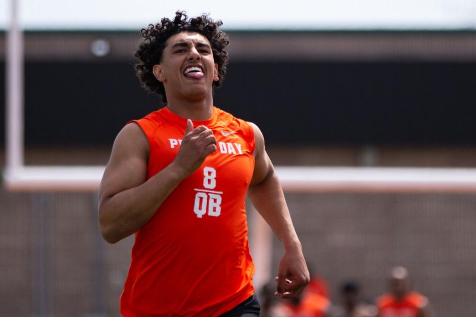 Florida A&M University football players put their skills to the test as they show off for NFL scouts during FAMU Pro Day on Thursday, March 21, 2024.