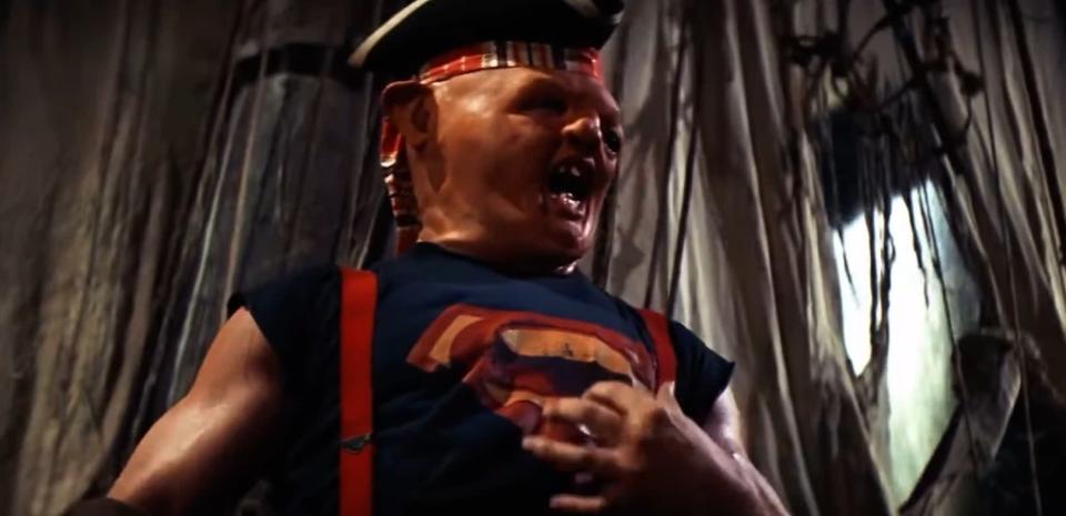 Sloth wearing a Superman shirt in &quot;The Goonies&quot;