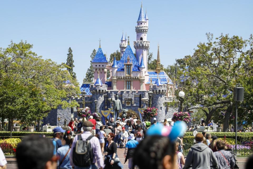 People stroll Main Street in Disneyland