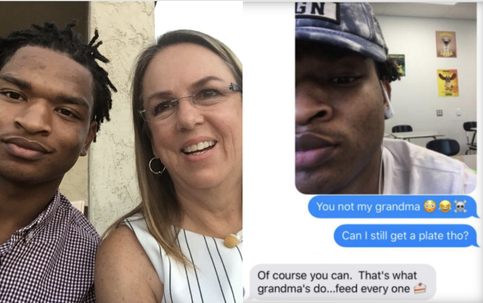 Jamal Hinton shares a screenshot of his hilarious conversation with then-stranger, Wanda Dench, who invited him for Thanksgiving. / Credit: Jamal Hinton