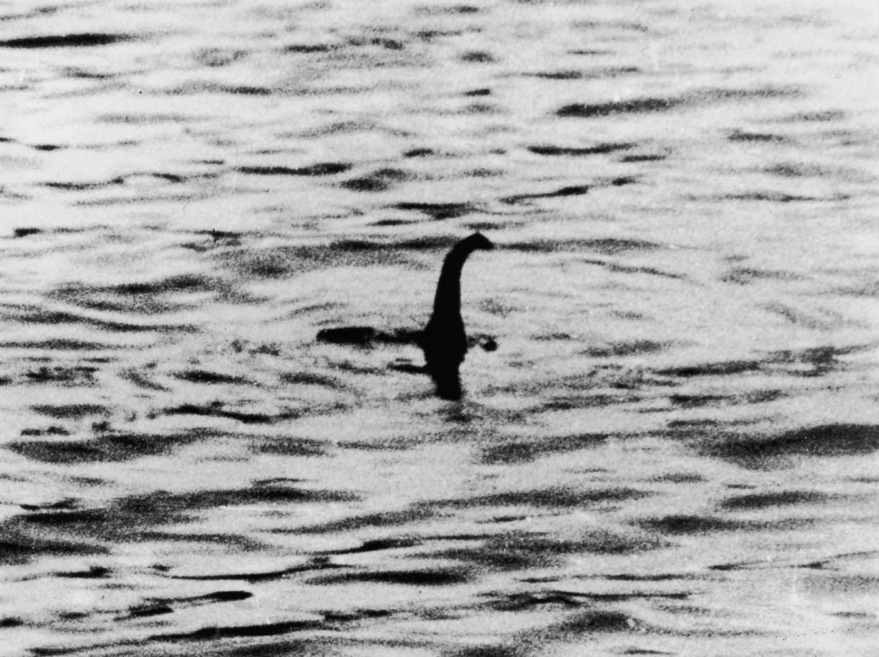This is the famous – and fake – photograph of the Loch Ness monster, taken near Inverness, Scotland, on April 19, 1934. The photograph was later revealed to be a hoax. <a href="https://www.gettyimages.com/detail/news-photo/view-of-the-loch-ness-monster-near-inverness-scotland-april-news-photo/3422579?phrase=Loch%20Ness%20Monster&adppopup=true" rel="nofollow noopener" target="_blank" data-ylk="slk:Keystone/Hulton Archive via Getty Images;elm:context_link;itc:0;sec:content-canvas" class="link ">Keystone/Hulton Archive via Getty Images</a>